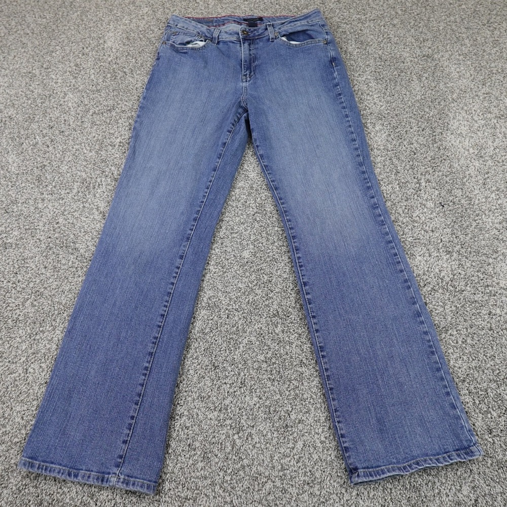 Tommy Hilfiger Jeans Womens 10 Dark Blue Denim Pants Flare Boot Stretch Fade Y2K - Picture 1 of 14
